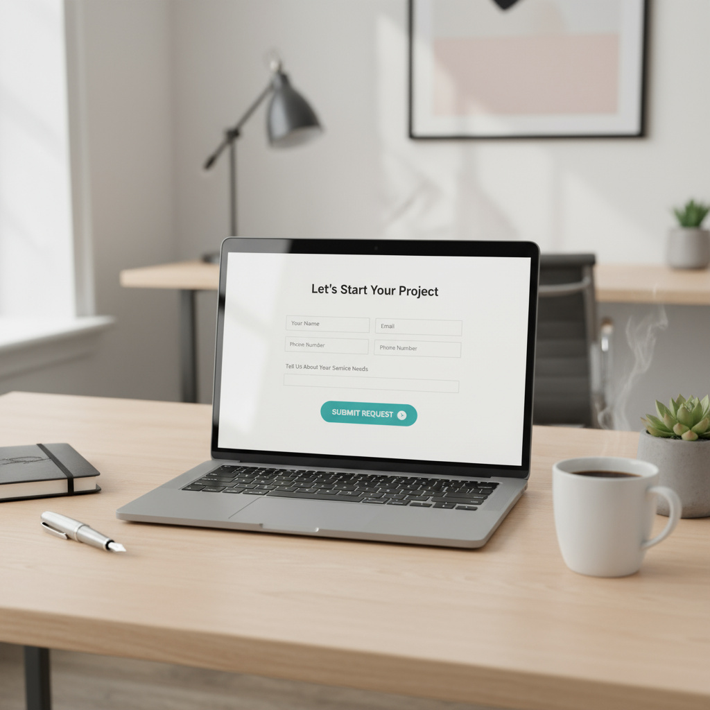 Website contact form on a laptop