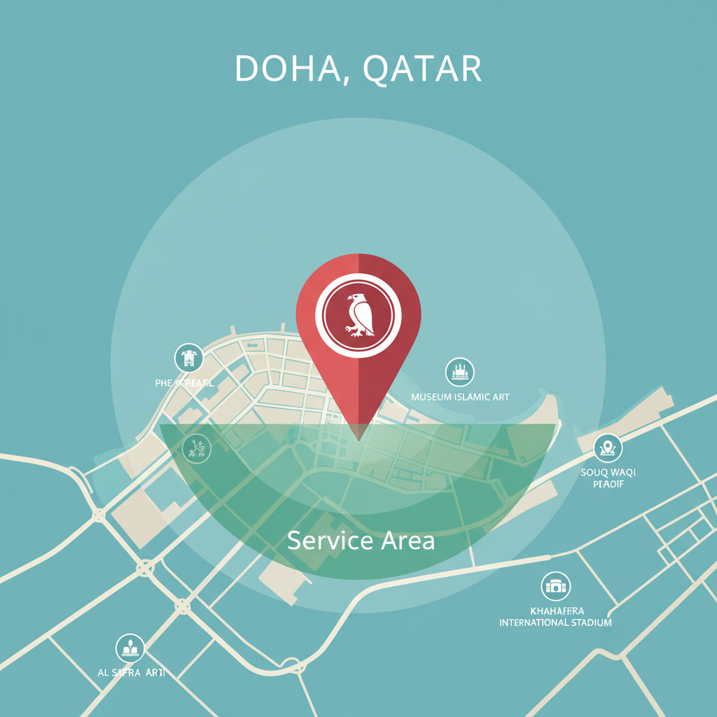 Map pin over Doha, Qatar